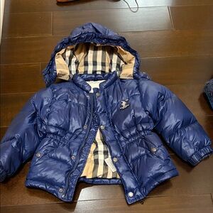Burberry Kids Blue Puffer Jacket 3 toddler